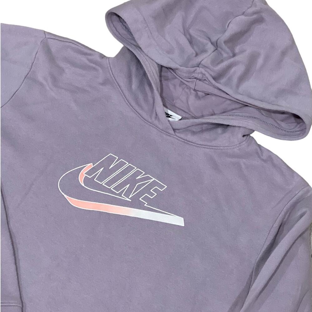 Nike Women's Light Purple Oversized Pullover Hoodie Logo Cinch Hem Size S 1017V